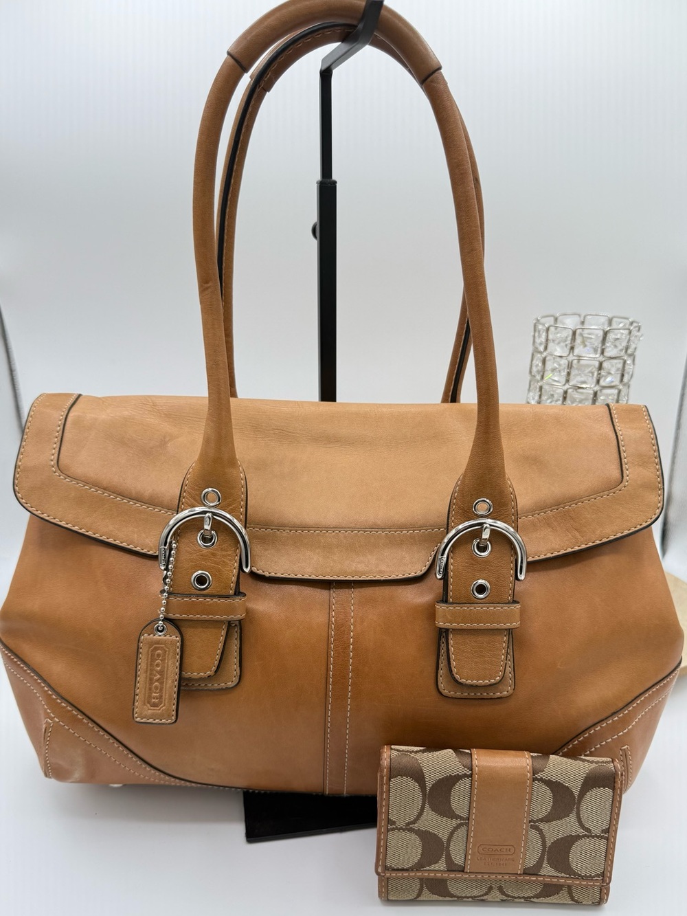 Vintage Coach SoHo Hampton with matching Signature Canvas and leather Wallet